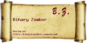 Bihary Zombor névjegykártya